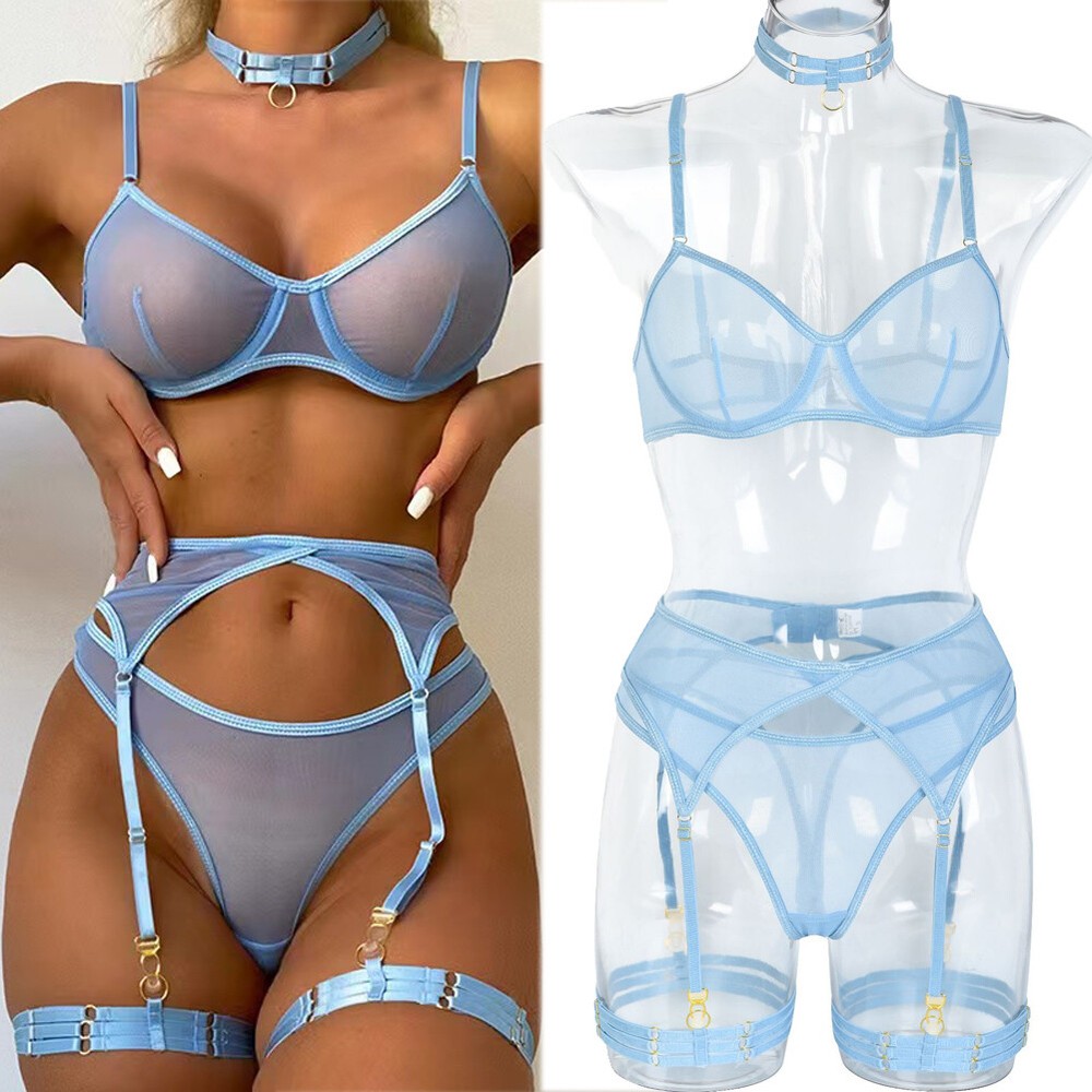 Sexy Lace Babydoll Teddy Bodysuit with Garter Belt for Women
