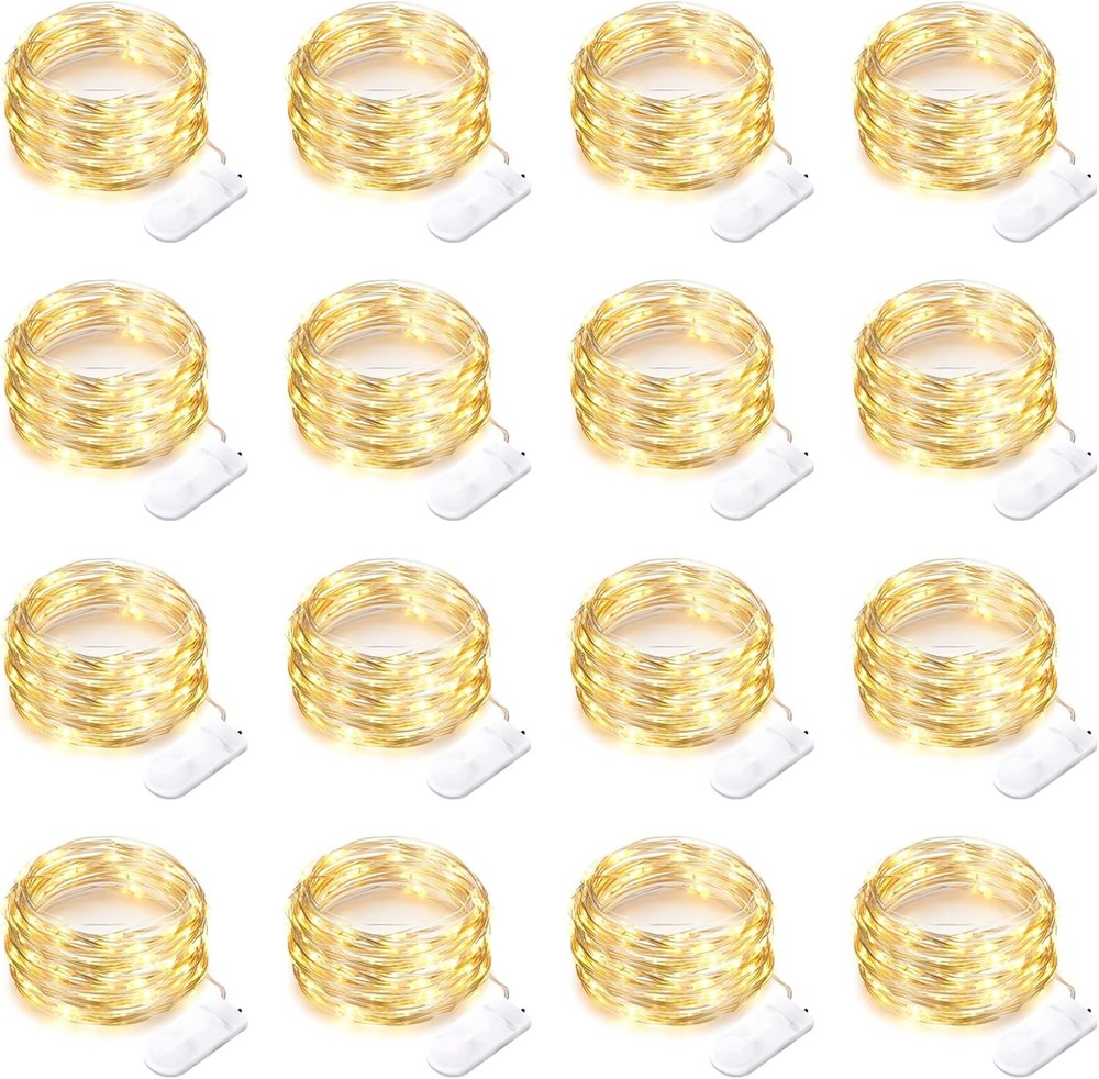 16 Pack 30 Led Fairy Lights Battery Operated String 10 Feet Warm White