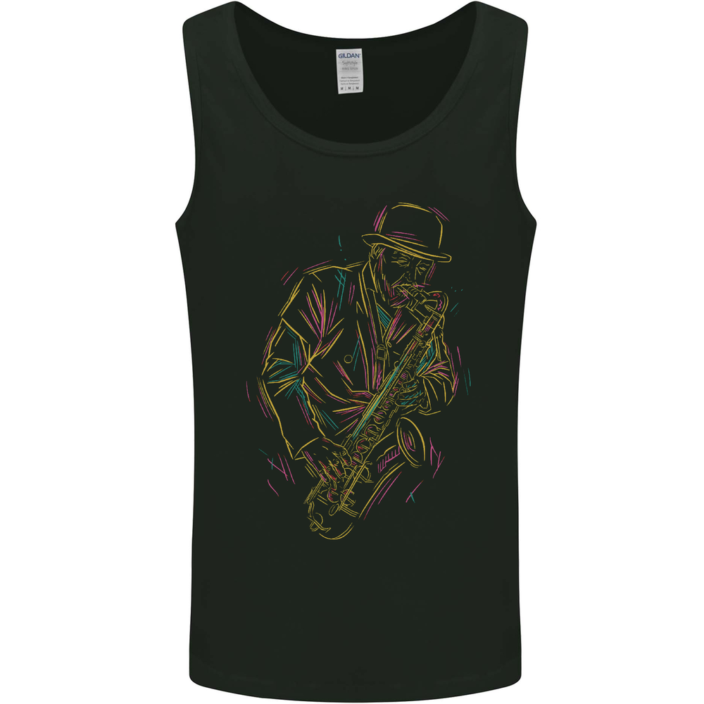 Jazz Colourful Saxophone Player Mens Vest Tank Top