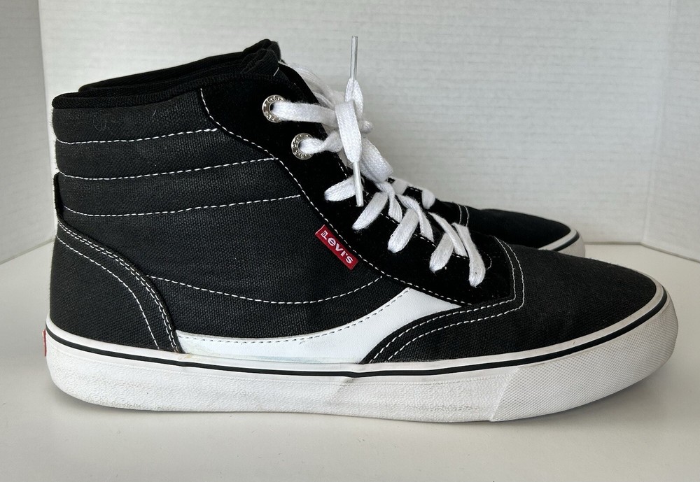 Levi's Men's Lance Mid CT CVS UL Black White High Top Lace up Sneaker Size 10.5