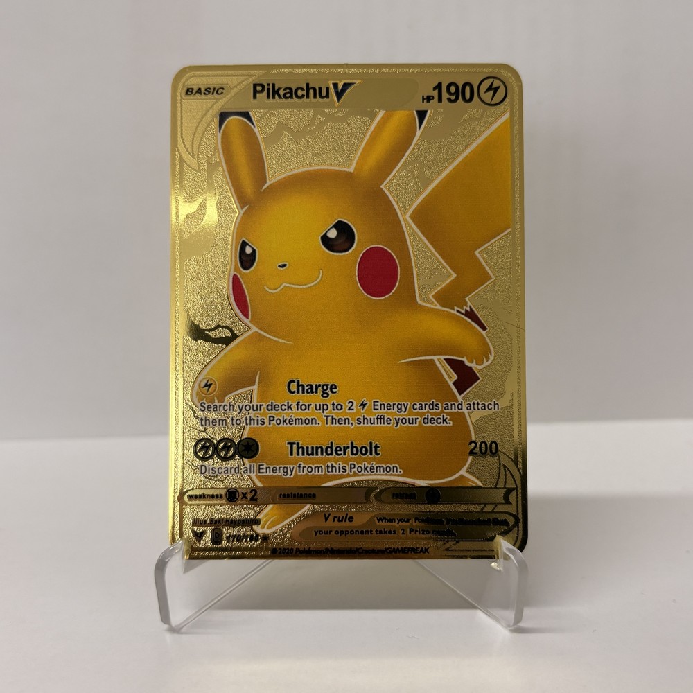 Pikachu V HP190 Gold Metal Pokémon Card-Collectible Gift Display！HOT!