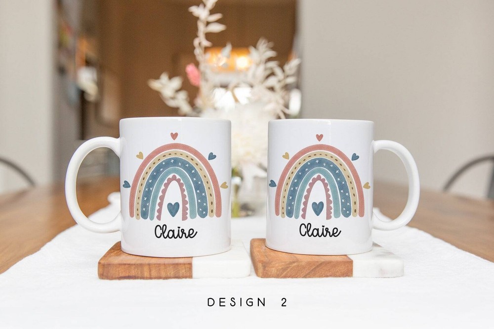 Personalized Boho Rainbow Name Mug Personalized Gift For Her Custom Coffee Mug