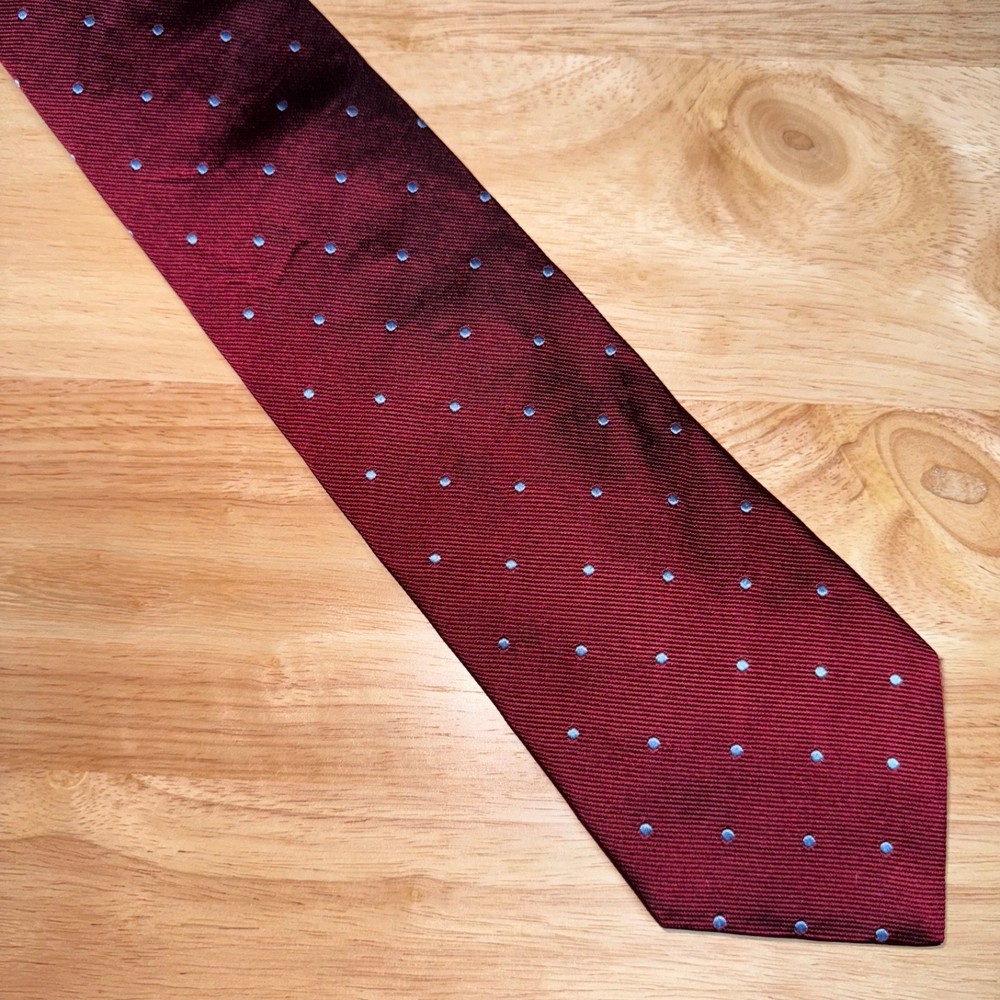 Brooks Brothers Makers USA Silk Neck Tie England Woven Red Blue Polka Dot