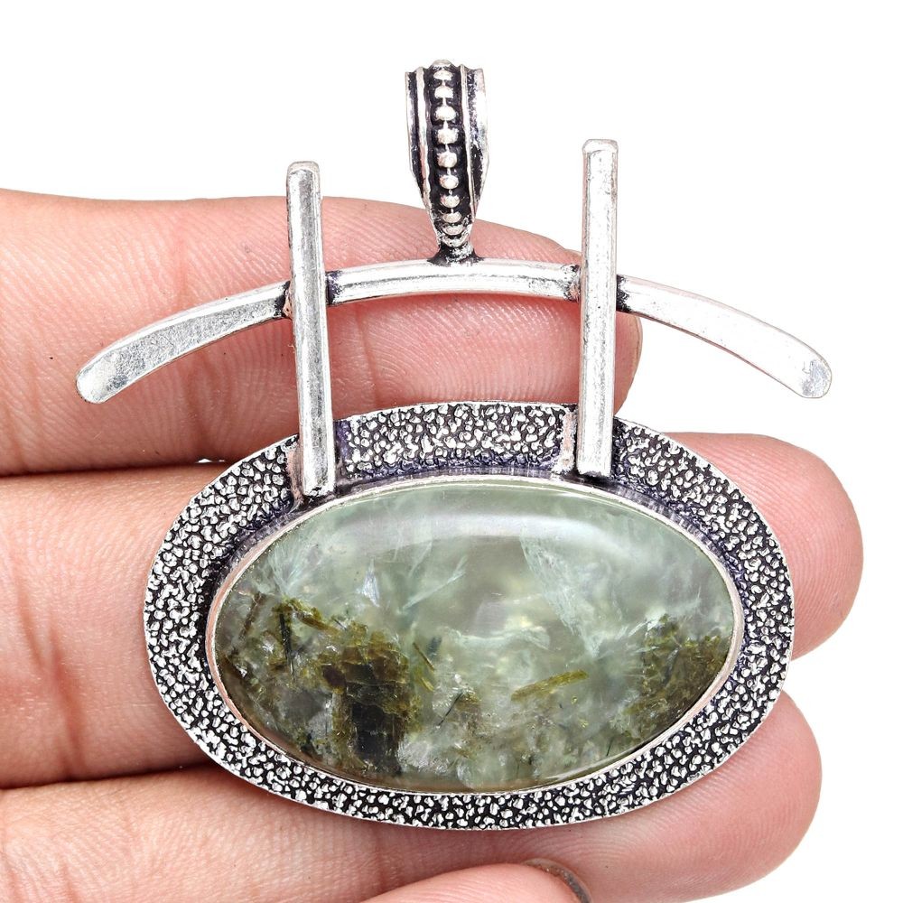 Prehnite Marlene Pendant Handmade Silver Jewelry Gift For Women 2 Inch
