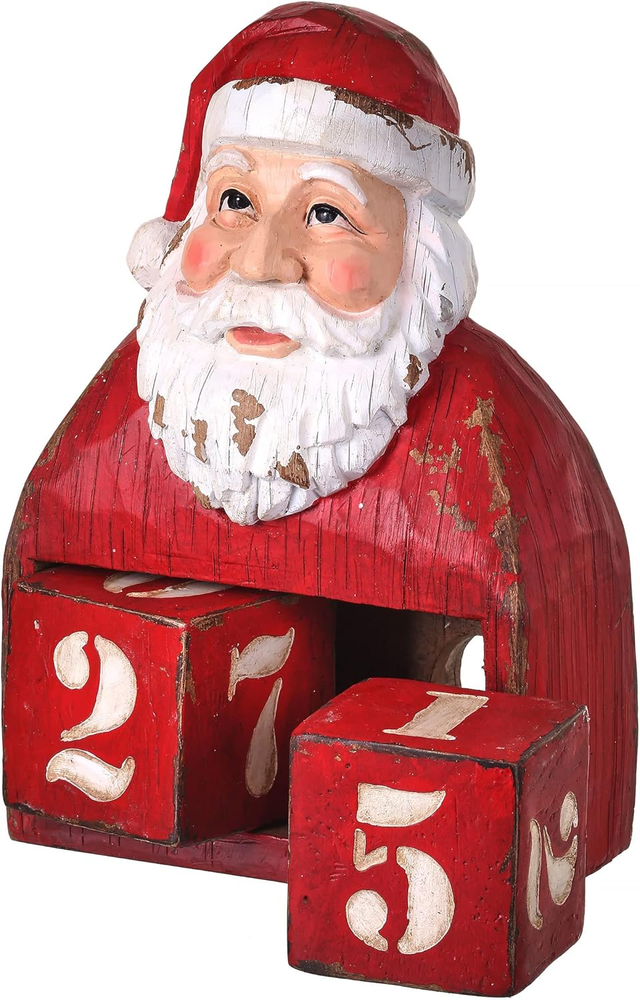 Countdown Santa Bust, 8 Inches, Red White, Resin