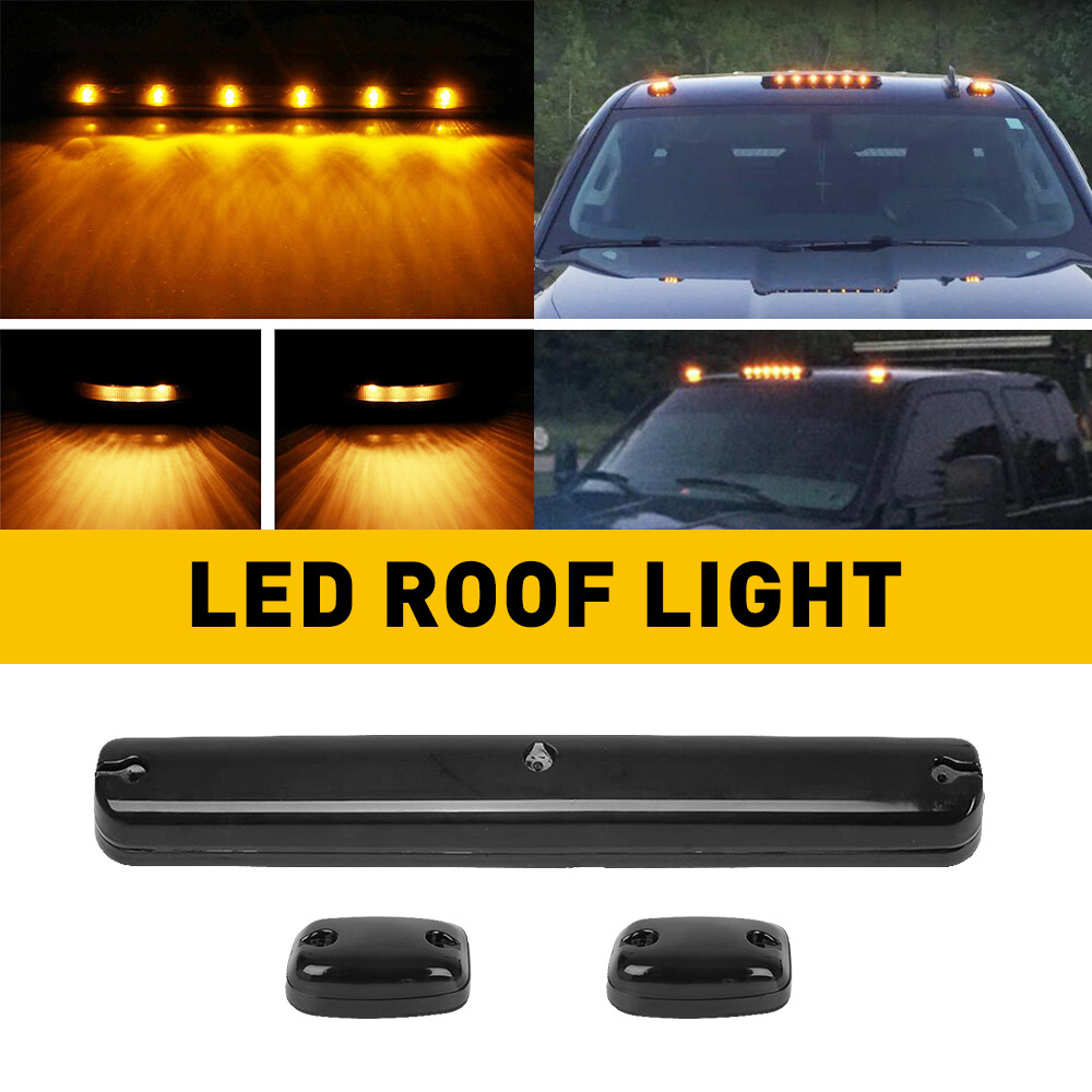 Fit Chevy GMC 2500HD 3500HD 07-up Full Amber Cab LED Roof Marker Light Assy 3pcs