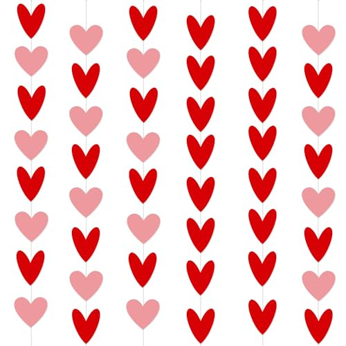 62 Heart Garland for Valentine's Day Decorations Valentines Hanging Garland