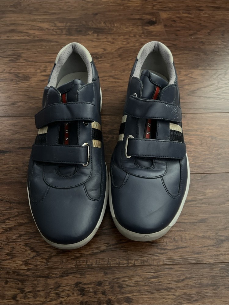 PRADA Mens Blue Leather Sneakers US 10 UK 9