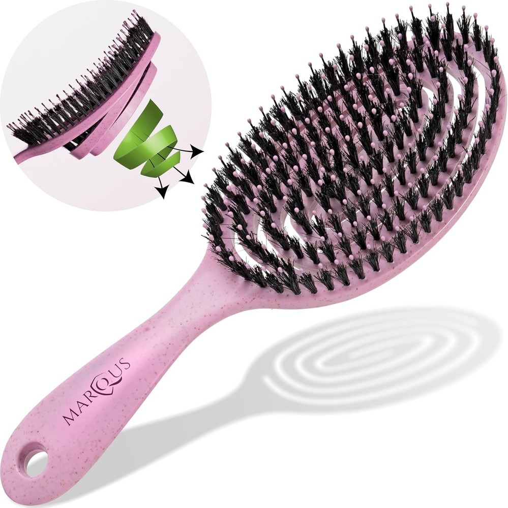 Boar Bristle Hair Brush - Suitable for Every Hairtype with Extra Bristles