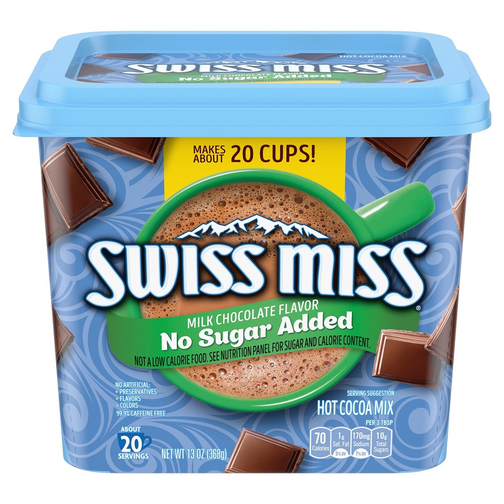 Swiss Miss Milk Chocolate Flavored No Sugar Added Hot Cocoa 13 oz., brown
