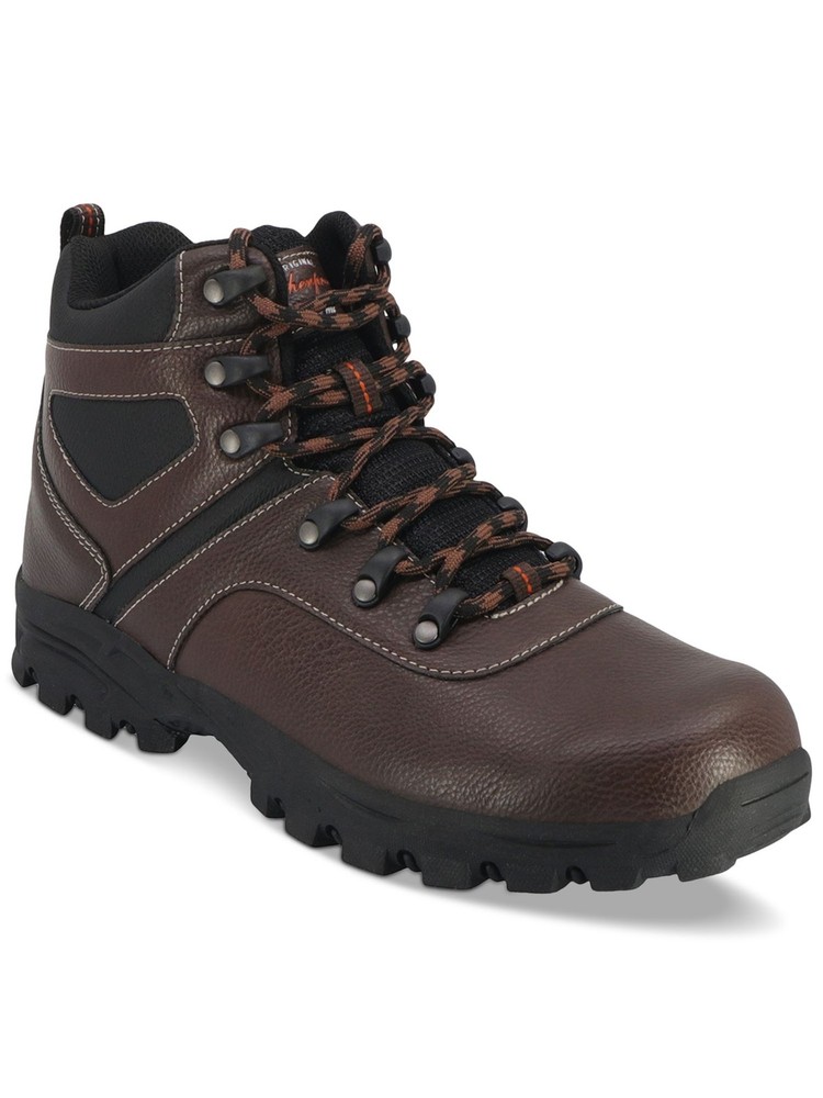 Vintage Black Faux-Leather Weatherproof Hiking Boots for Men Size 10