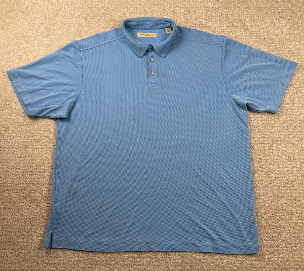 Tommy Bahama Polo Shirt Mens XL Blue Short Sleeve Performance Stretch Golf