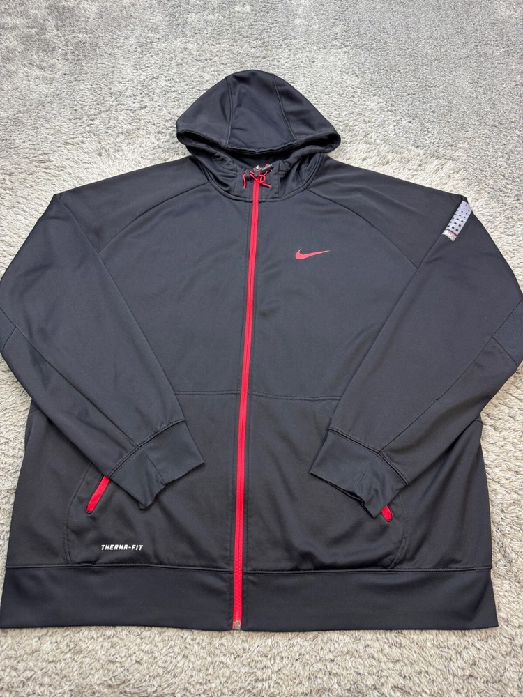 Nike Therma-Fit Fleece Full Zip Basketball Hoodie for Men in Black Size 3XL