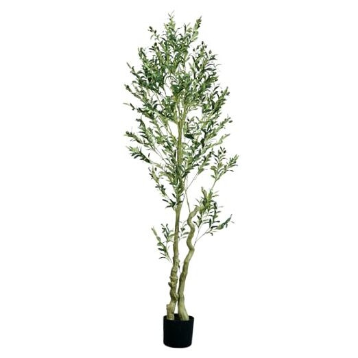 7FT Artificial Olive Tree in Planter - Lifelike Potted Silk Decor