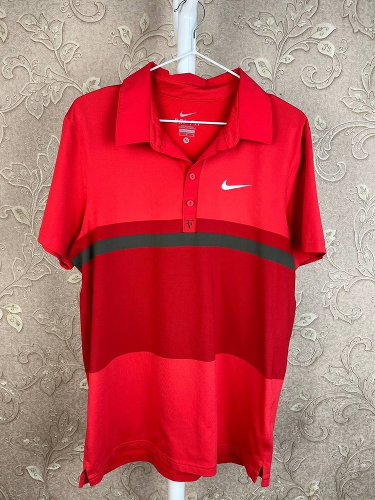 Sample Nike Roger Federer RF 2012 Australian Open Tennis Polo Shirt Red Sz M