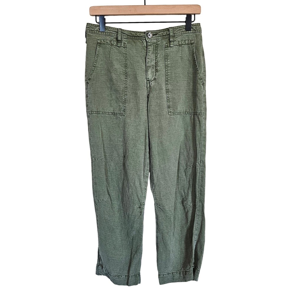 Pantalones utilitarios Anthropologie Audra de mezcla de lino relajados cómodos al tobillo para mujer 25