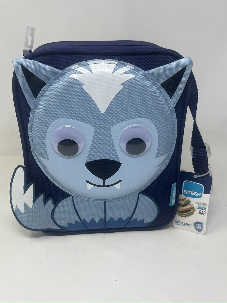 Smash 3D Ice Blue Fox Back To School Insulated Lunch Bag Blue IQ Lining NEW!