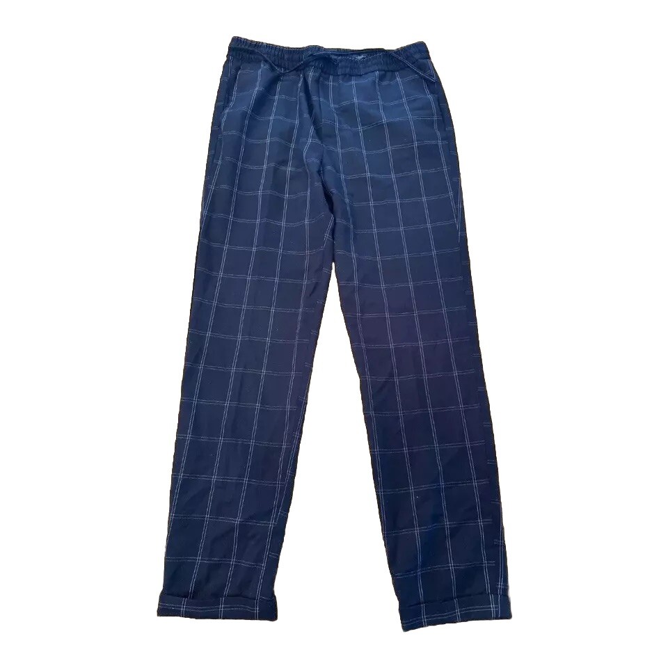 H&M Slim Fit Drawstring Plaid Dress Pants Size M Hemmed