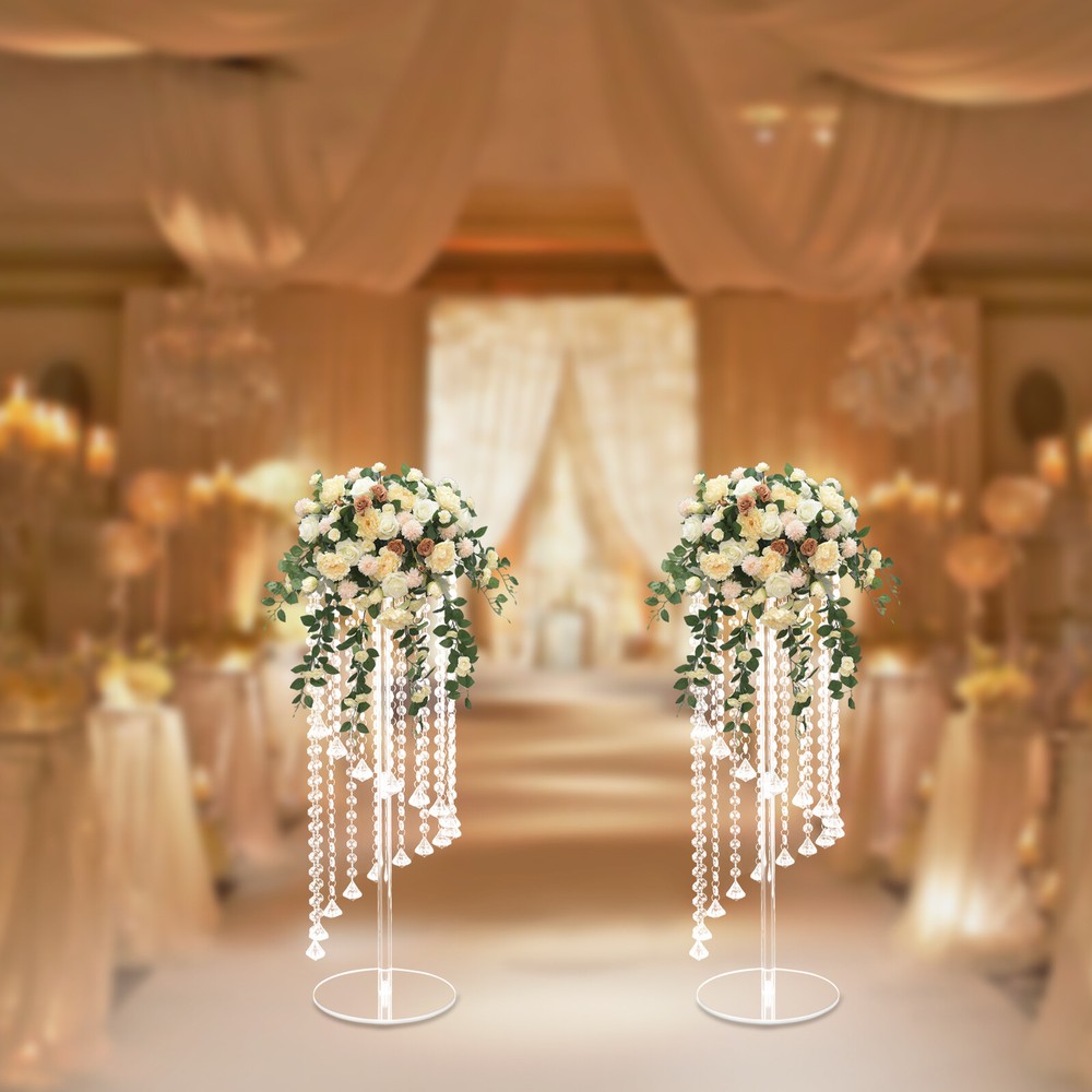 2Pcs Flower Vase Column Flower Stand Tall Vases for Wedding Party Centerpieces