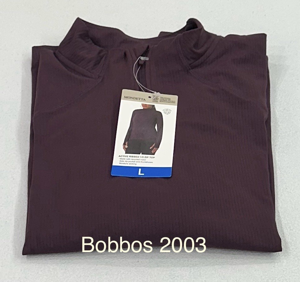 Mondetta Women's Active Ribbed 1/2 Zip Top, Purple, Size L