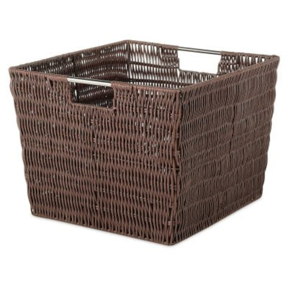 Whitmor Rattique Storage Tote Basket in Java 13x15x9.8 inches