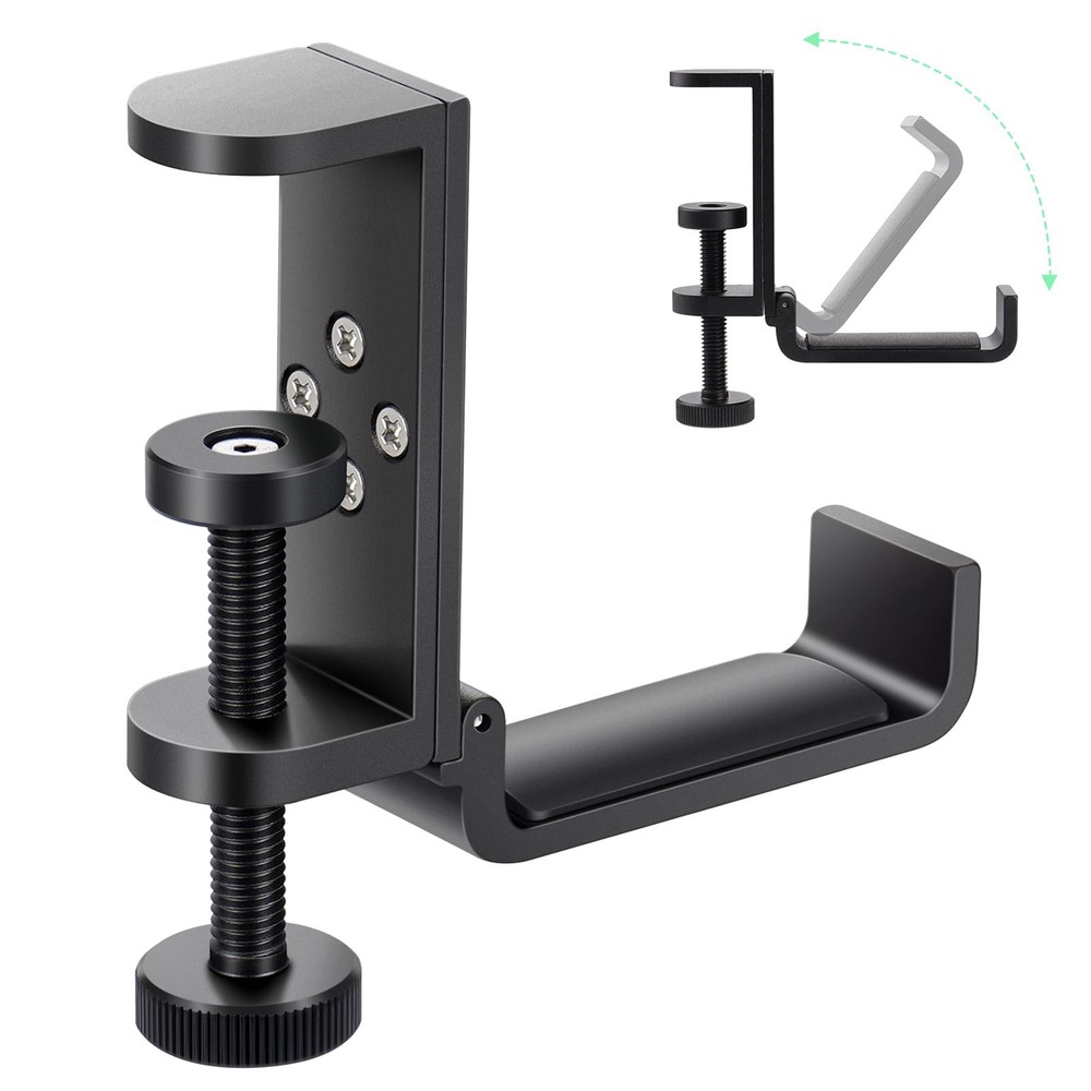 all aluminum foldable headphone holder for desk, headphone hook for desk,back...