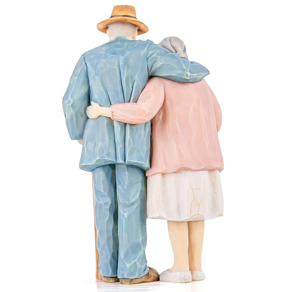 Husband and Wife Elderly Figurine, Couple Collectible Figure for Home Decorat...