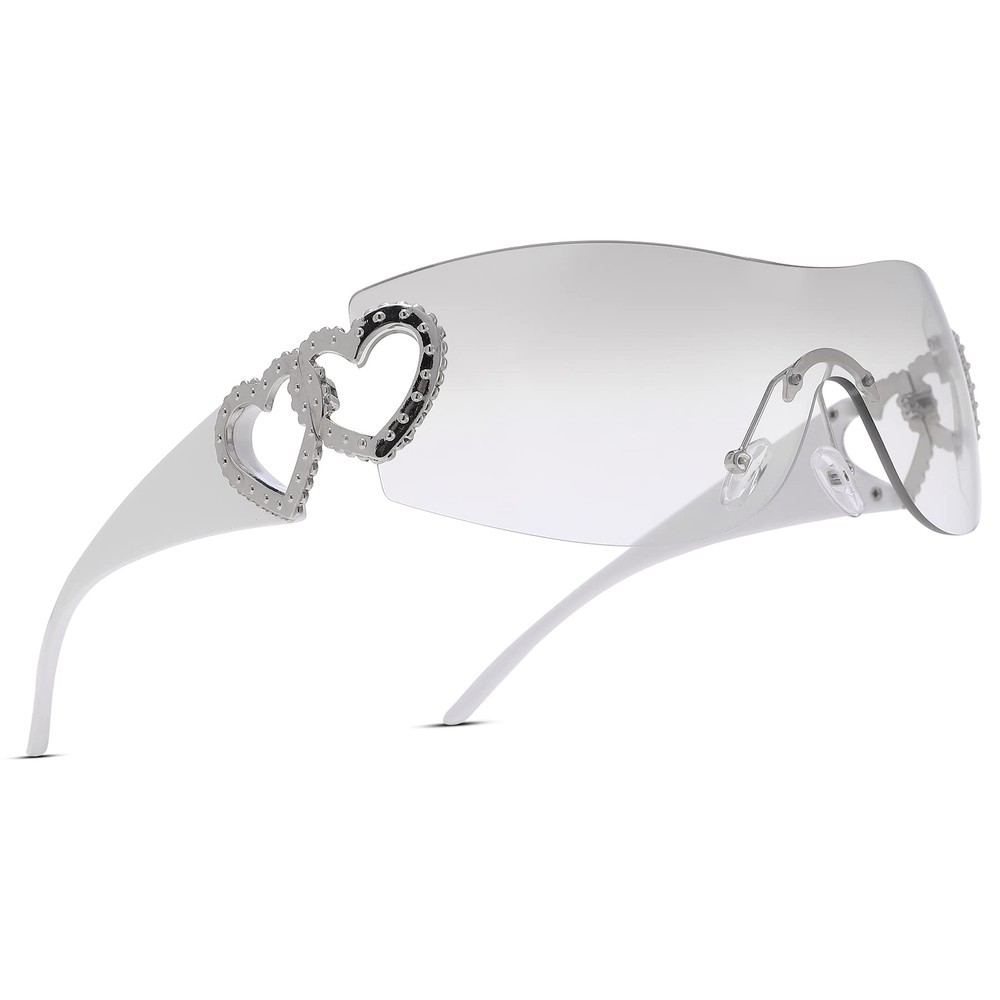 Wrap Around Rimless Oversized Futuristic Sunglasses for Women and Men – Stylish Sun Protection Fashion Statement