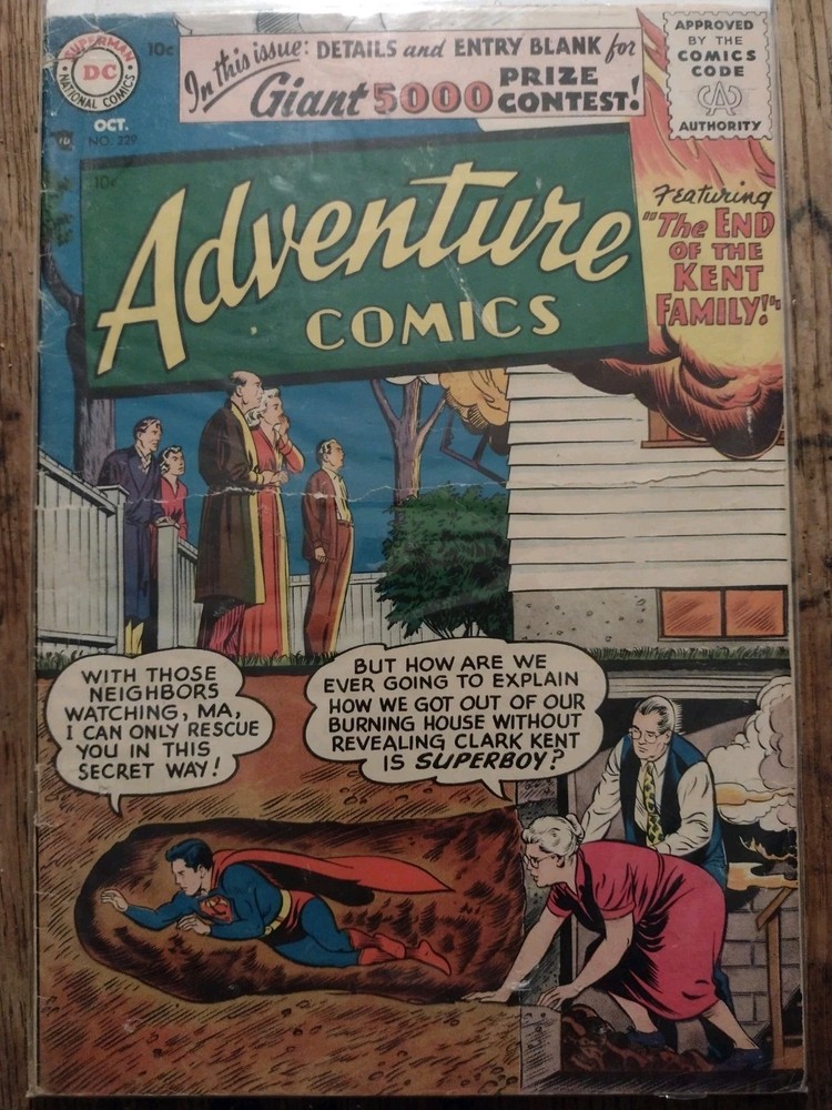 Adventure Comics #229 (DC 1956) [VG] 🔑 1st Silver Age Aquaman, Green Arrow 🔑