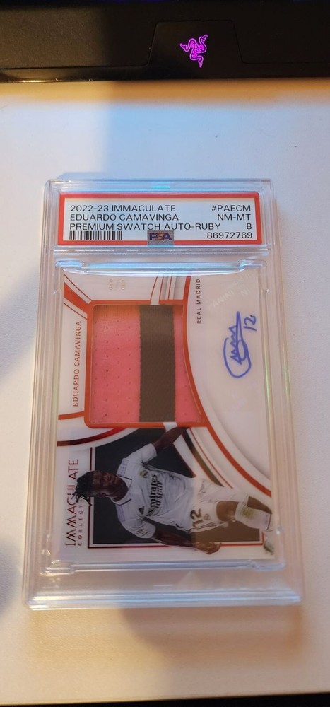2022-23 Panini Immaculate EDUARDO CAMAVINGA Premium Swatch -5/8- PSA 8
