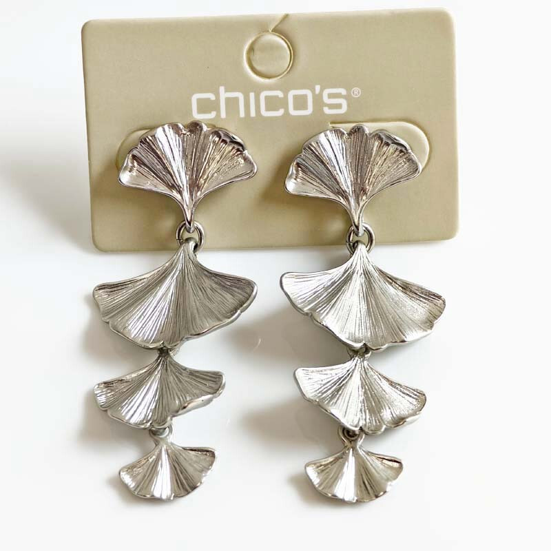 Chicos Retro Ginkgo Leaf Drop Earrings for Women Jewelry Gift Party Vacation