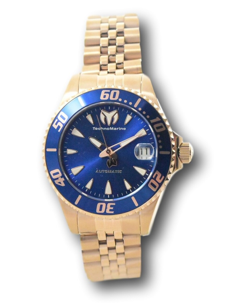 TechnoMarine Sea Manta Automatic Womens 38mm Blue Dial Rose Gold Watch TM-219066