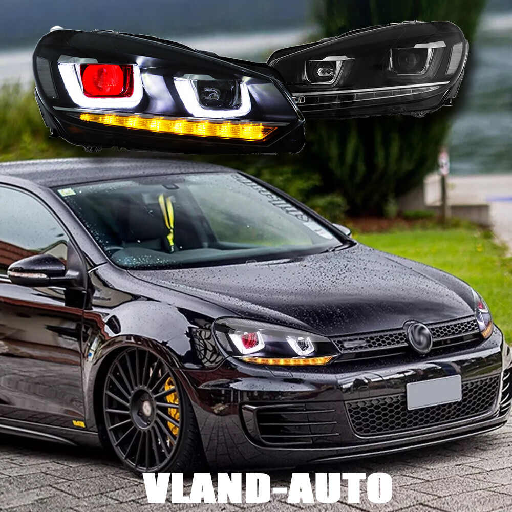 For 2010-2013 Golf MK6 VLAND LED Headlights Projector w/Devil's Eye Assembly L+R
