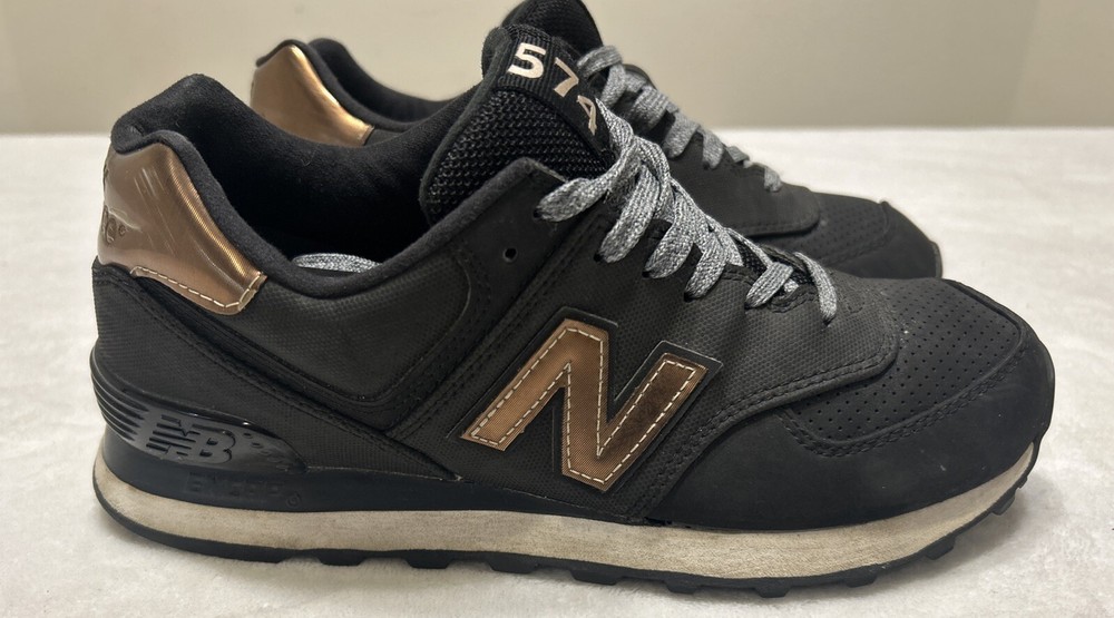 New Balance 574 Women’s Size 7 Encap Athletic Shoes Varsity Black Gold WL574VJC