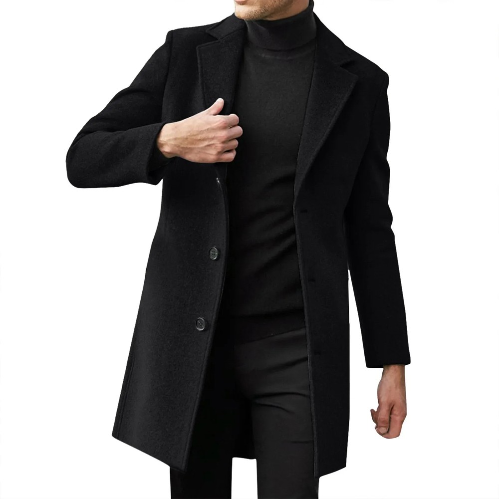 Fashion Men Wool & Blends Mens Casual Business Trench Coat Mens Leisure Ove
