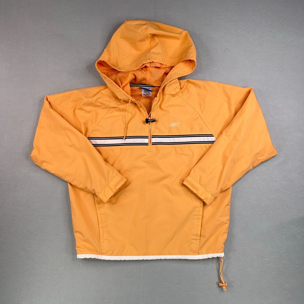 Vintage Reebok Jacket Women Small Orange 1/4 Zip Windbreaker Pullover Street Y2K