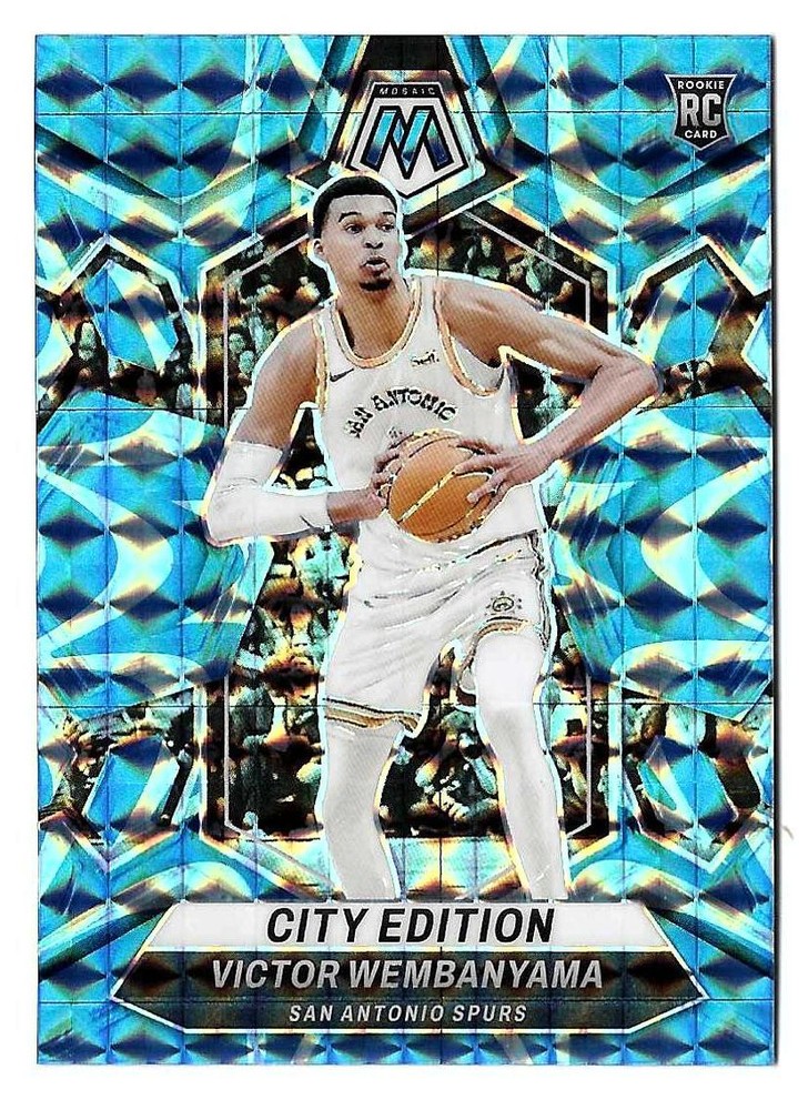 2023-24 Panini Mosaic - City Edition Reactive Blue Mosaic Prizm #282 Victor Wembanyama (RC)