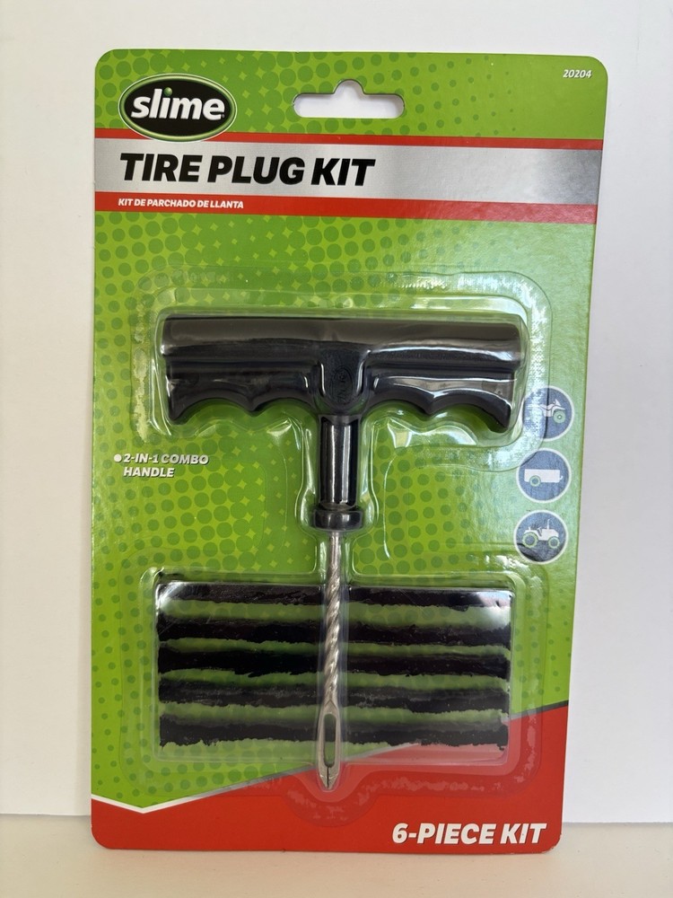6-Piece Slime Tire Plug Kit for Mowers, Wagons & ATVs – New