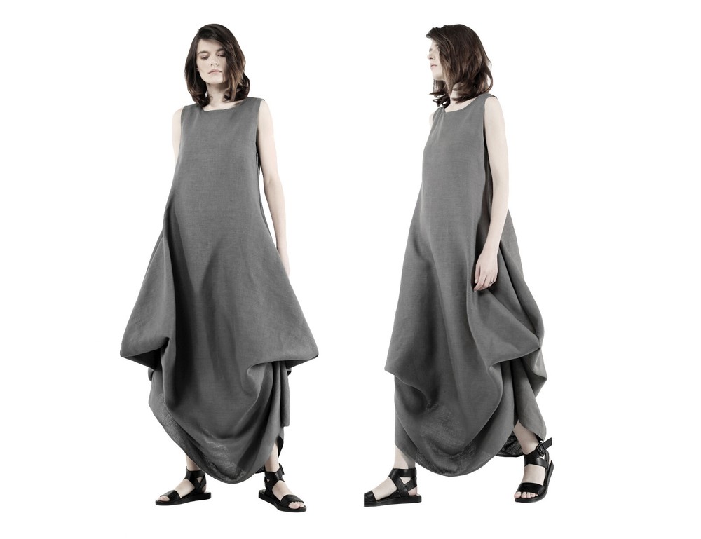 Stylish Lagenlook Linen Parachute Pinafore Dress for Effortless Elegance