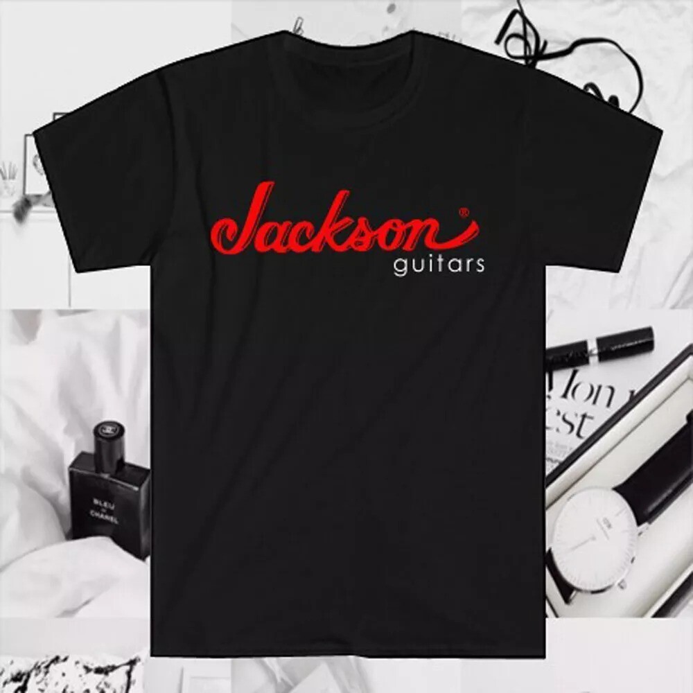 Jackson Guitars Red Men's Black Unisex T-Shirt Size S to 5XL