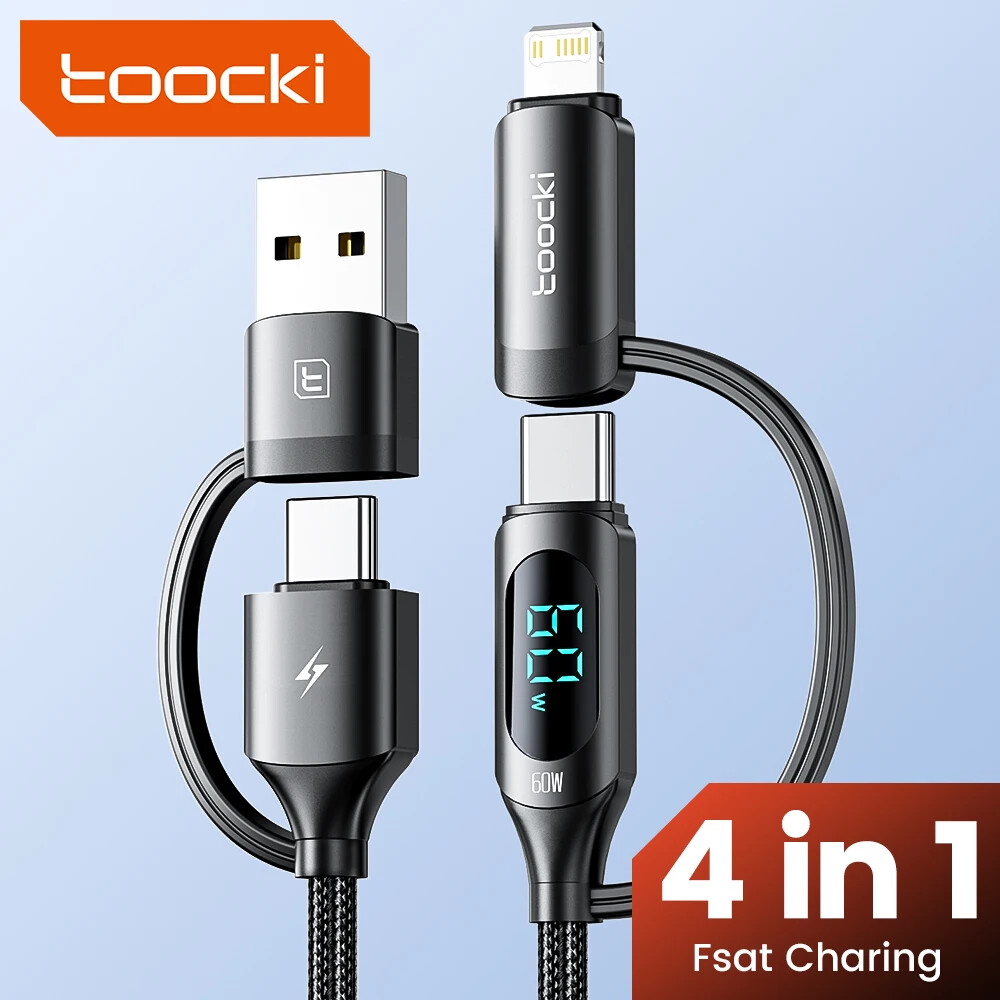 4-in-1 USB-C Fast Charging Cable for iPhone 16 15 PD Compatible