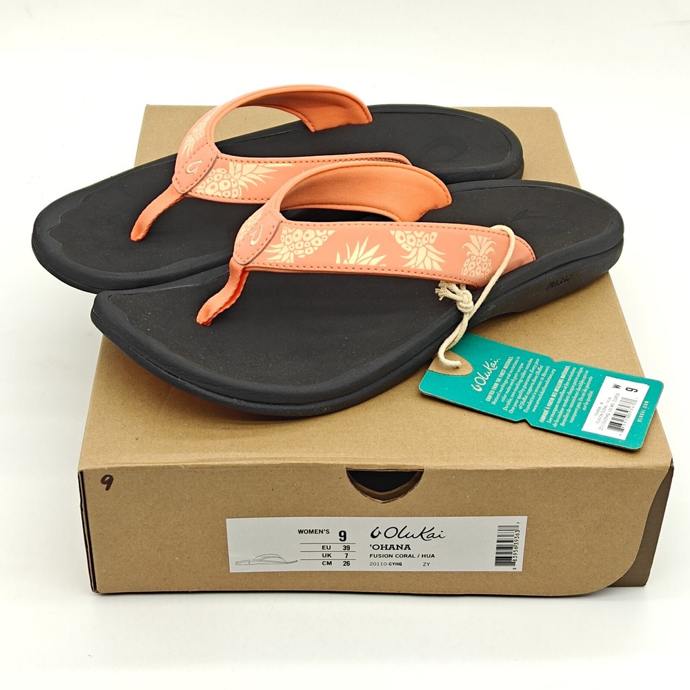OluKai Ohana Womens Sandals Size 9/11 Flip Flop Fusion Coral Hua 20110-CYHQ