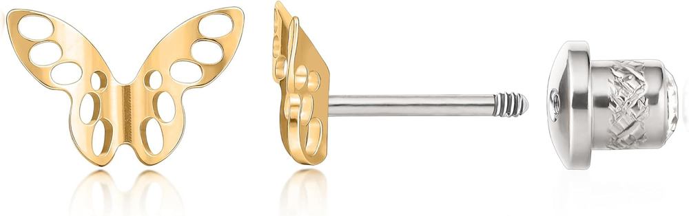 20G Hypoallergenic Titanium Screw Back Earrings G23 Implant Grade F136 Piercing