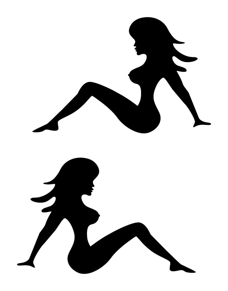 Pair of Trucker Mud Flap Girl Silhouette Vinyl Decal Stickers for Trucks