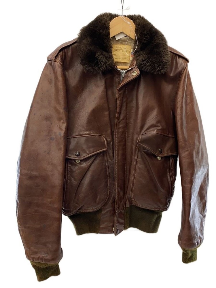 Schott Flight Jacket/Back Boa/38/Leather/Brw/I-S-674-M-S/Discoloration Usage Thr