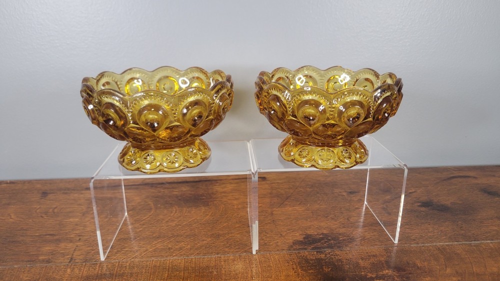 Set of 2 Vintage LE Smith Amber Moon & Stars dish