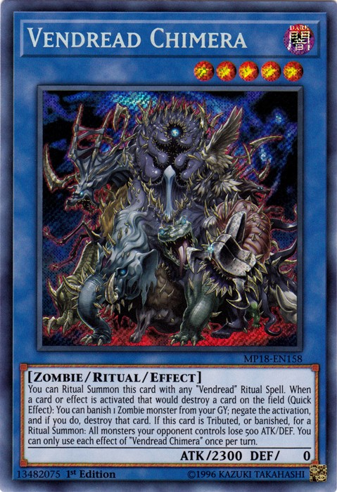 Vendread Chimera MP18-EN158 Secret Rare 1st Edition NM English Yu-Gi-Oh