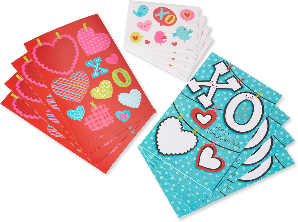 Valentine'S Day Cards for Kids with Stickers, XO (4-Count)