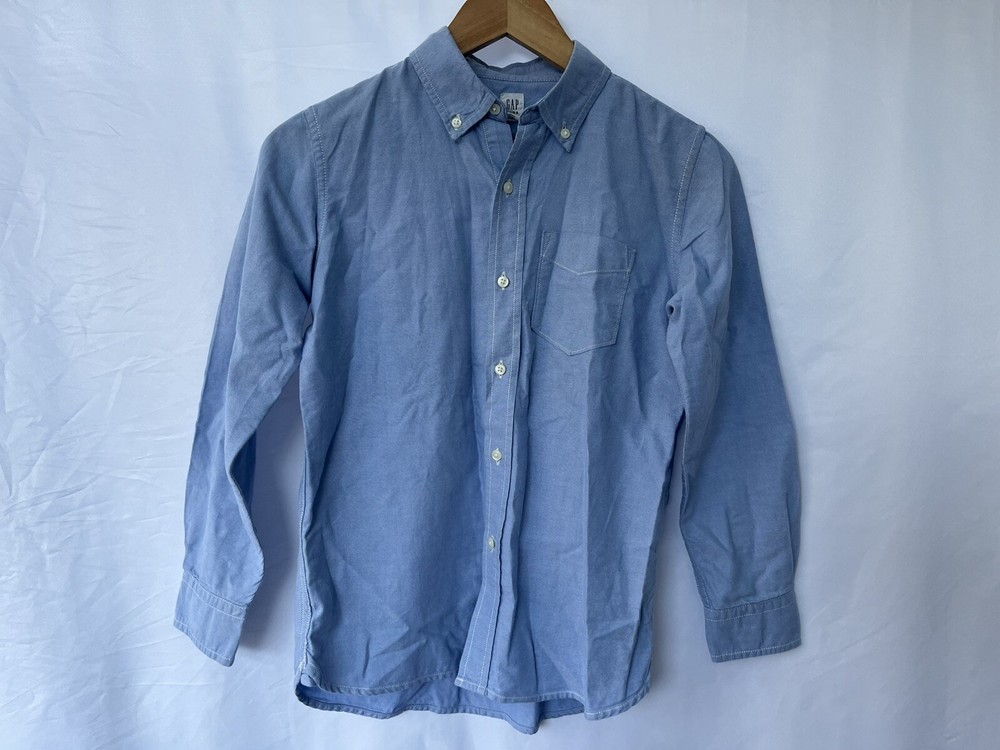 Gap Kids Blue Shirt Size 10 Years Long Sleeve Collar Cotton Button Up Boys