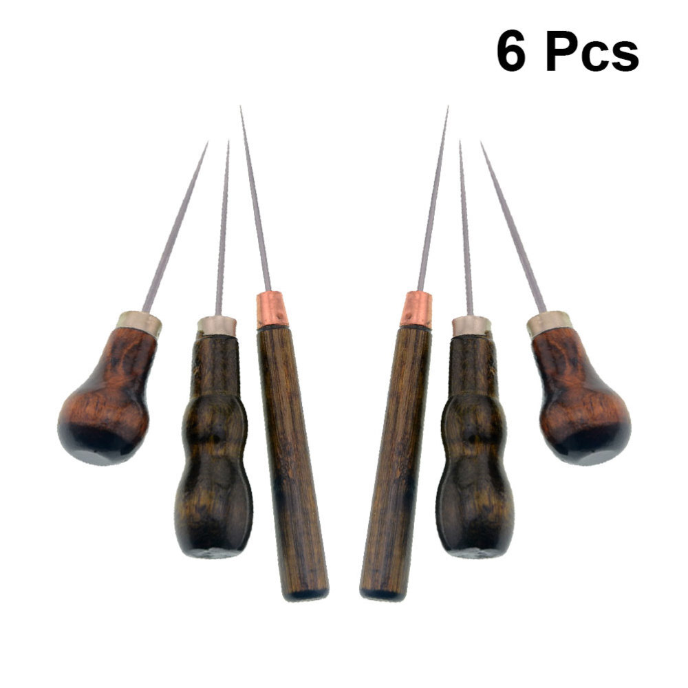 6 Pcs Scratch Awl Punch Leatherworking Sewing and Repairing Kit Home Store Tool